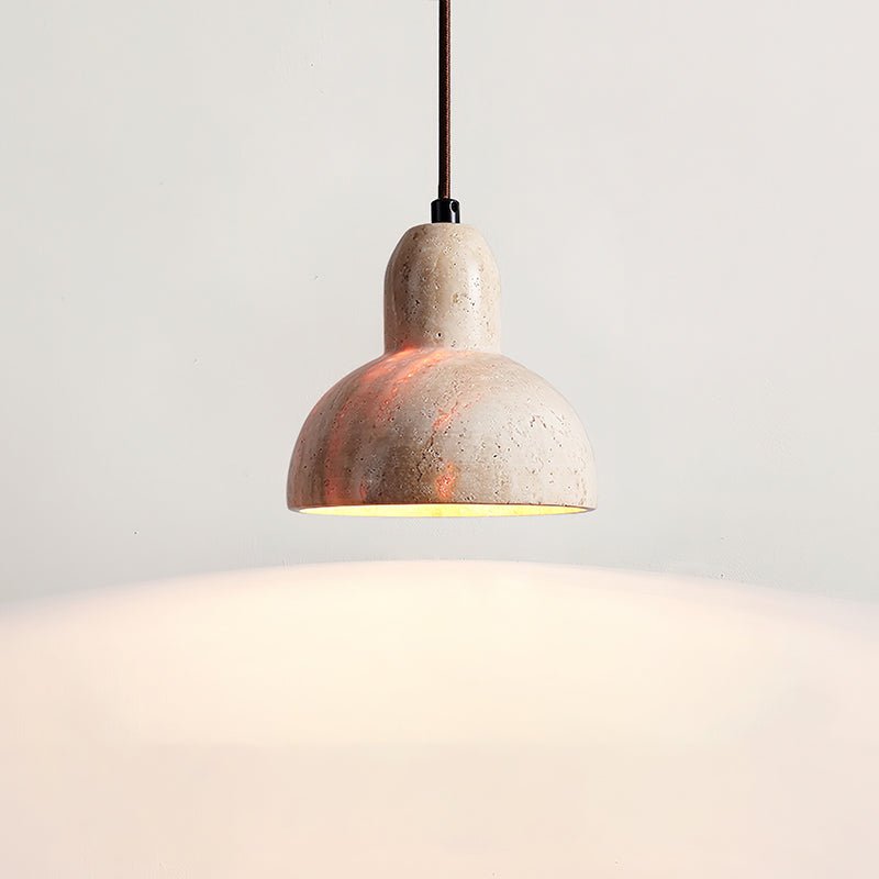 Warm Glow Travertine Dome Pendant Light